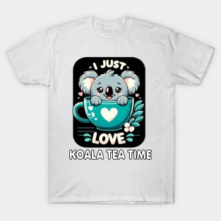 Cuddly Koala Tea Time: Adorable Teacup Hug T-Shirt